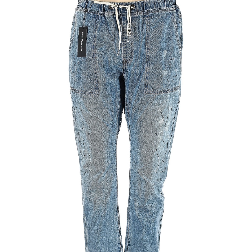 One Teaspoon Blue Straight Leg Denim Jeans